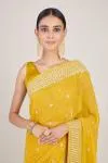 Canary Mirror Work Saree