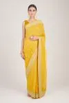 Canary Mirror Work Saree