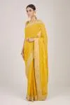 Canary Mirror Work Saree
