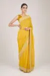 Canary Mirror Work Saree