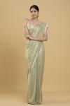 Light Olive Sequin Embroidered Georgette Saree