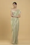 Light Olive Sequin Embroidered Georgette Saree