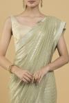Light Olive Sequin Embroidered Georgette Saree
