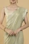 Light Olive Sequin Embroidered Georgette Saree