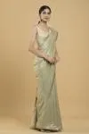 Light Olive Sequin Embroidered Georgette Saree