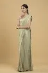 Light Olive Sequin Embroidered Georgette Saree