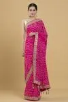 Magenta Bandhani Georgette Saree