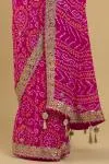 Magenta Bandhani Georgette Saree