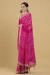 Magenta Bandhani Georgette Saree