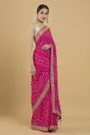 Magenta Bandhani Georgette Saree