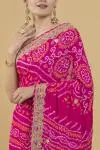 Magenta Bandhani Georgette Saree