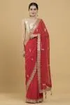 Red Lehriya Bandhani Georgette Saree