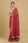 Red Lehriya Bandhani Georgette Saree