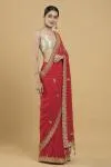 Red Lehriya Bandhani Georgette Saree