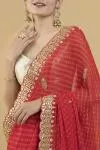Red Lehriya Bandhani Georgette Saree