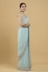 Powder Blue Sequinned Georgette Saree