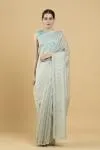 Mint Green Motif Zari Weave Organza Saree
