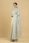 Mint Green Motif Zari Weave Organza Saree