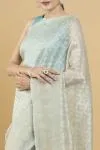 Mint Green Motif Zari Weave Organza Saree