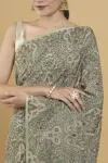 Olive Green Thread Embellished Georgette Saree