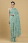 Turquoise Resham Embroidered Paisley Motif Saree