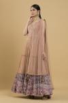 Rose Pink Mirror Work Chiffon Anarkali