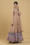 Rose Pink Mirror Work Chiffon Anarkali