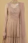 Rose Pink Mirror Work Chiffon Anarkali
