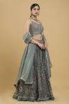 Steel Grey Banarasi Chanderi Lehenga