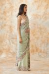 Pista Green Embroidered Satin Silk Saree