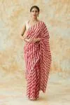 Crimson Organza Lehriya Saree