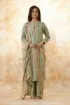 Mint Green Raw Silk Palazzo Suit