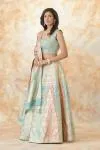 Maya Blue Pink Banarasi Silk Lehenga