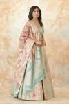 Maya Blue Pink Banarasi Silk Lehenga