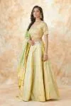 Sand Yellow Green Banarasi Silk Lehenga