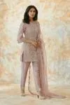 Rose Pink Satin Organza Suit Set