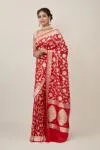 Scarlet Red Floral Silk Saree