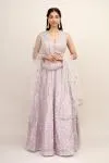 Silver Orchid Raw Silk Lehenga