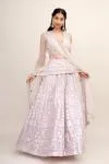 Silver Orchid Raw Silk Lehenga