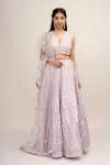 Silver Orchid Raw Silk Lehenga