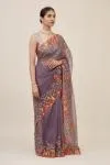 Dark Mauve Blush Organza Saree
