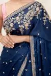 Bedazzled Blue Satin Saree