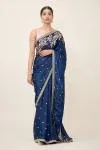 Bedazzled Blue Satin Saree