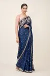Bedazzled Blue Satin Saree