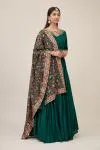 Bottle Green Art Raw Silk Anarkali