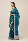 Turquoise Green Organza Saree