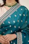 Turquoise Green Organza Saree