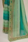 Pastel Green Blue Georgette Saree