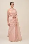 Pastel Pink Organza Saree