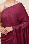 Plum Wine Satin Saree